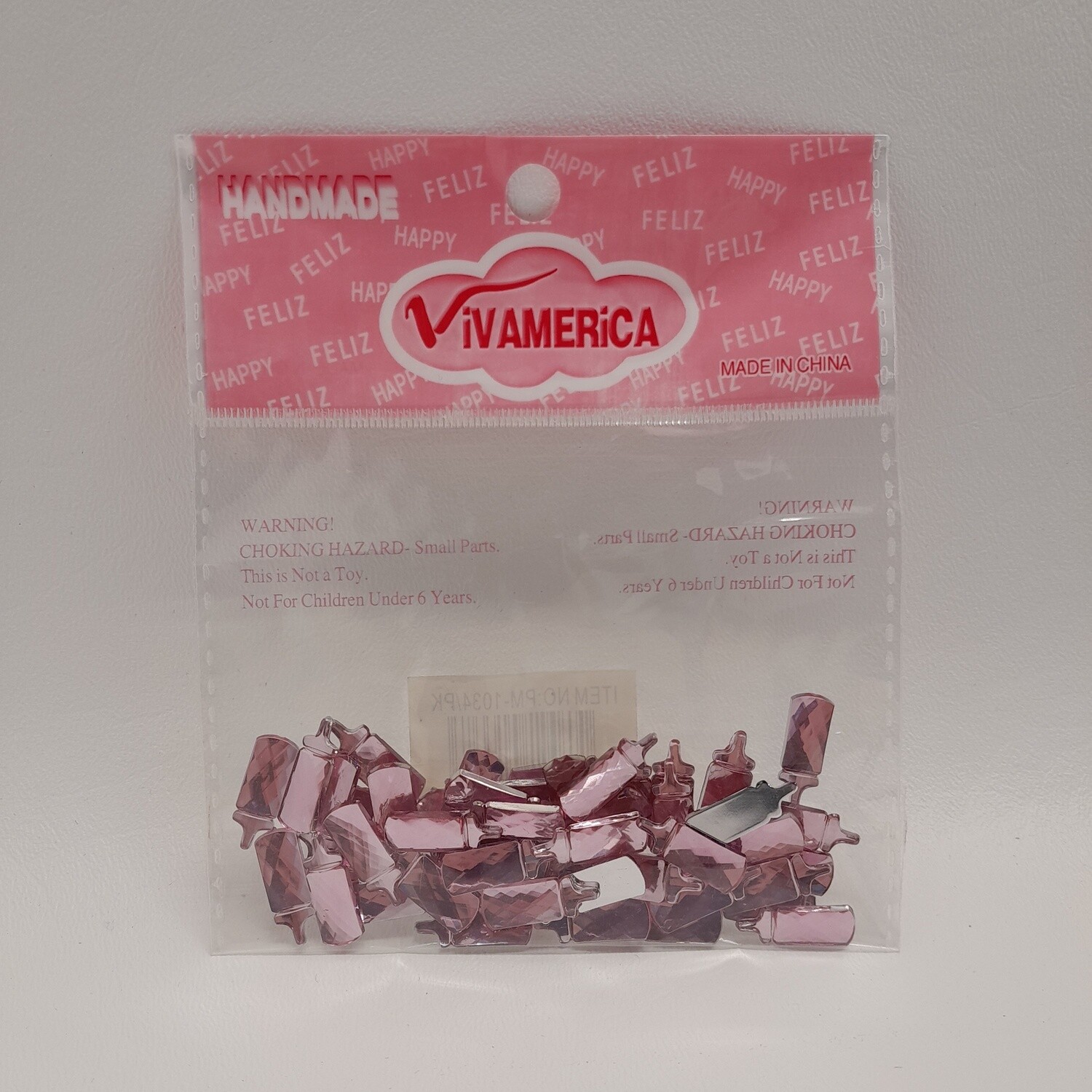48pc 3/4&quot; Plastic Baby Bottle Pink