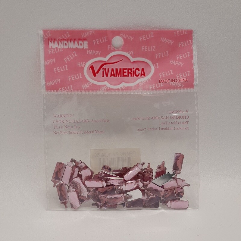 48pc 3/4&quot; Plastic Baby Bottle Pink
