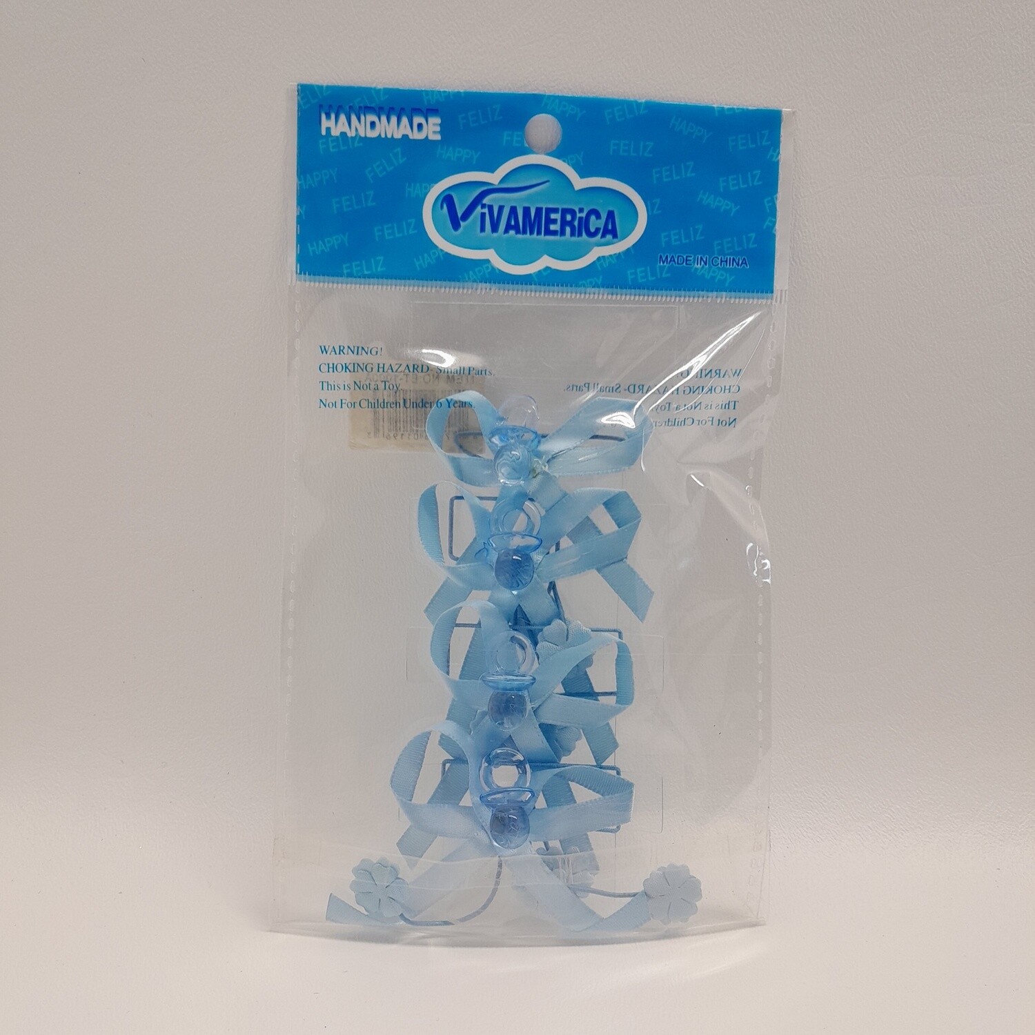 4pc 2.5&quot; Pacifier Ribbon Bow Blue