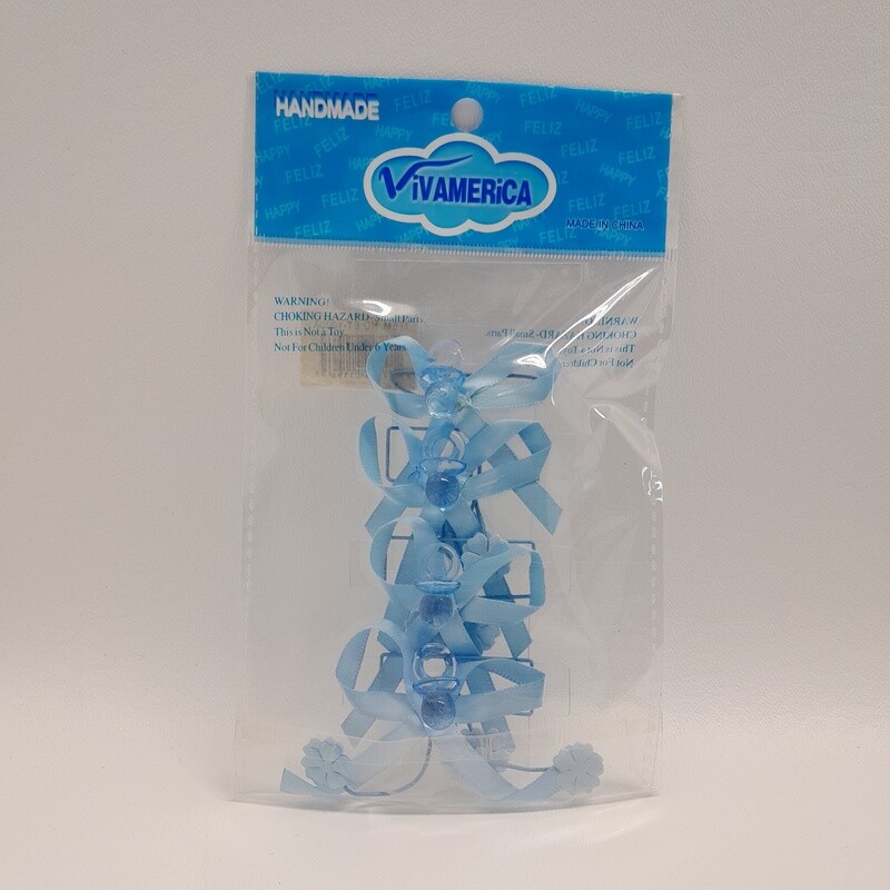 4pc 2.5&quot; Pacifier Ribbon Bow Blue