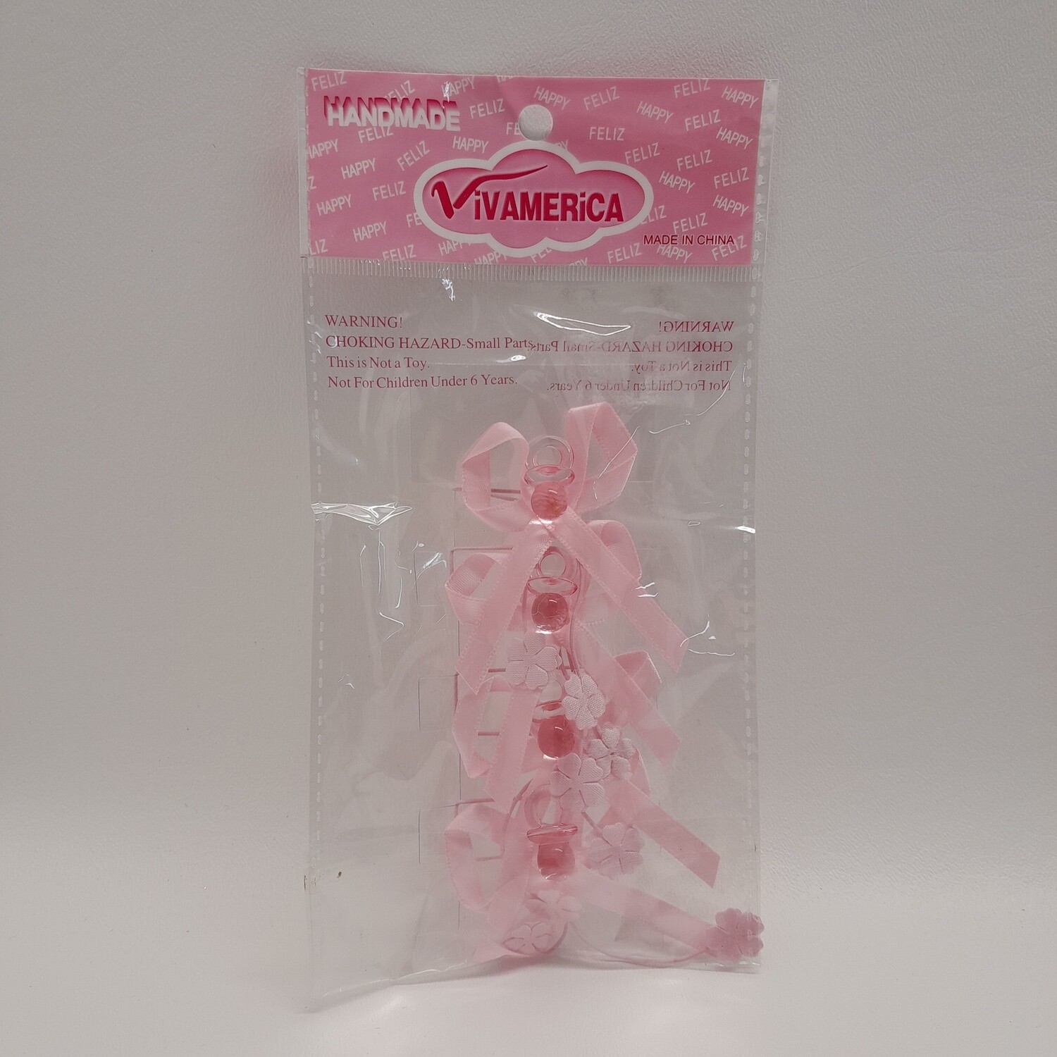4pc 2.5&quot; Pacifier Ribbon Bow Pink