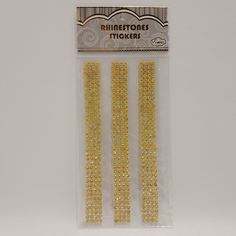 Adhesive Back Rhinestone Stickers Gold