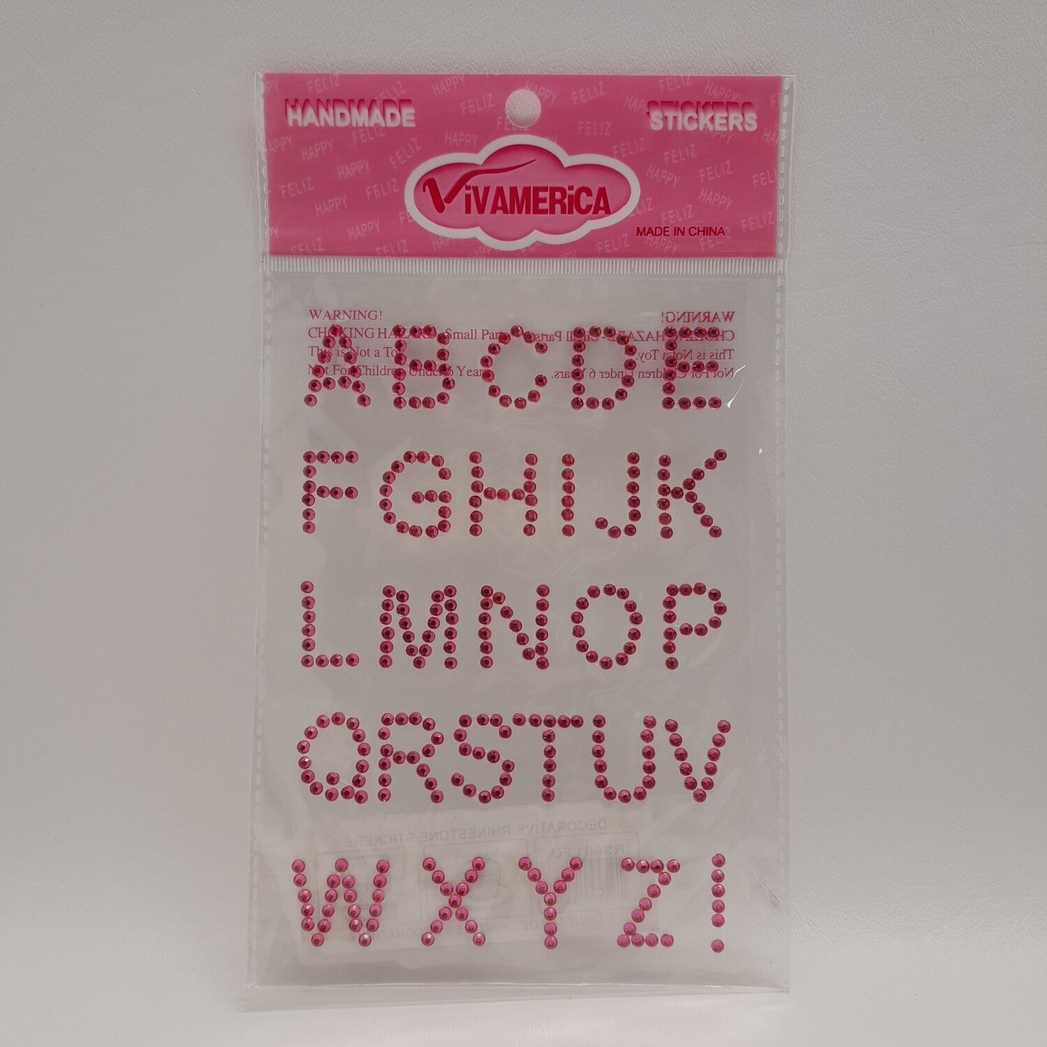 Adhesive Rhinestone Letters Fuchsia