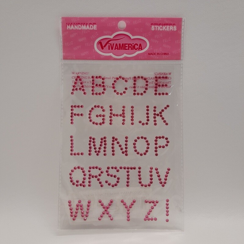 Adhesive Rhinestone Letters Fuchsia