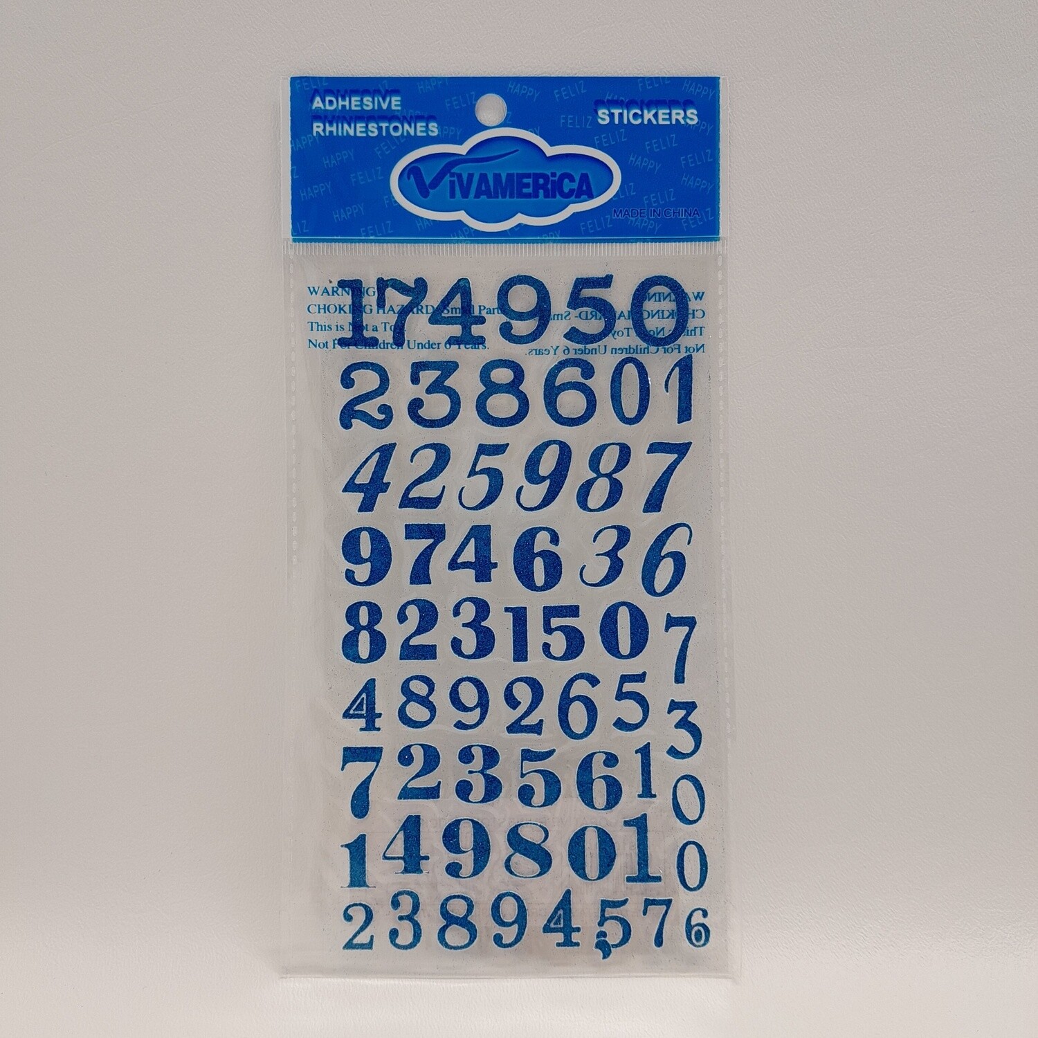 Adhesive Glitter Numbers Aqua