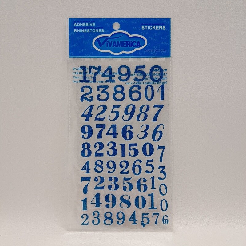 Adhesive Glitter Numbers Aqua