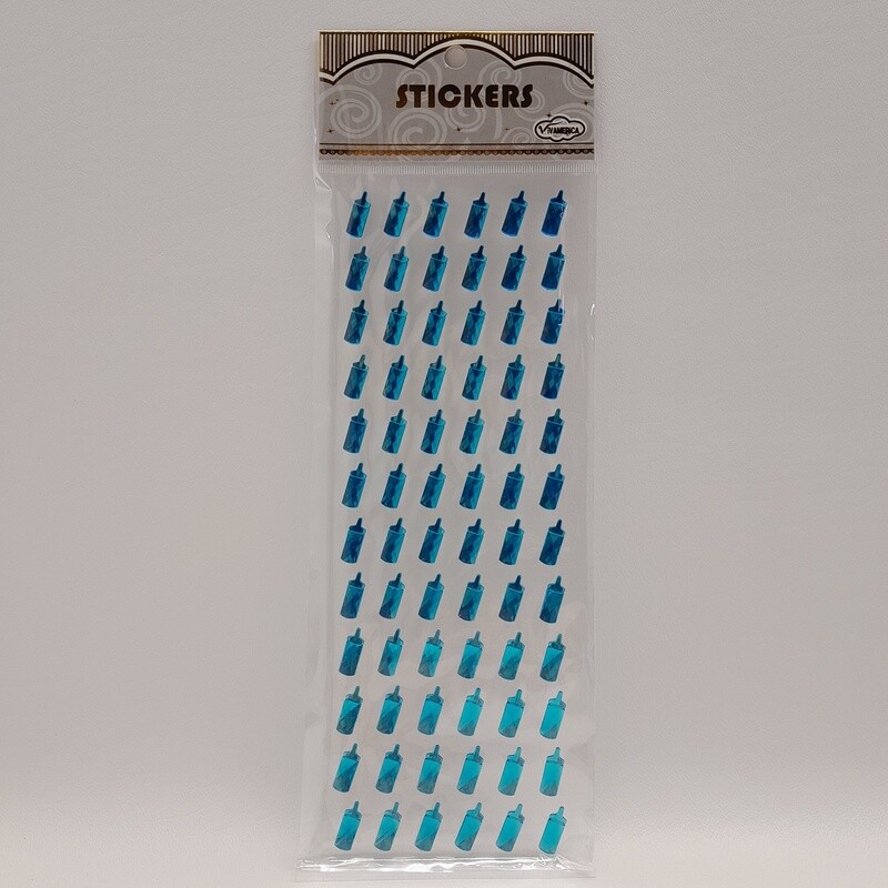 72pc 3/4&quot; Baby Bottle Stickers Blue