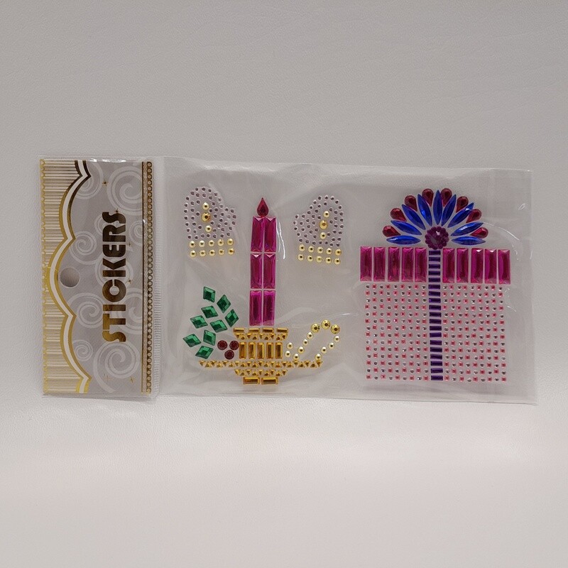Adhesive Back Rhinestone Present/Mittens &amp; Candle