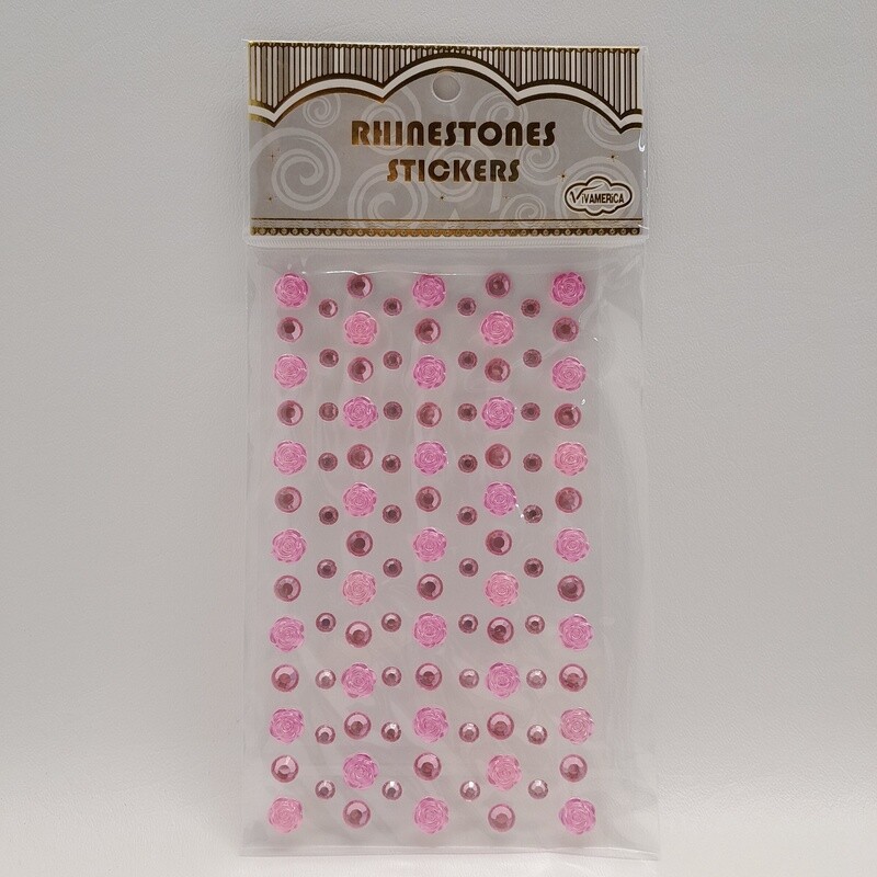 Adhesive Back Flowers &amp; Rhinestones  Pink