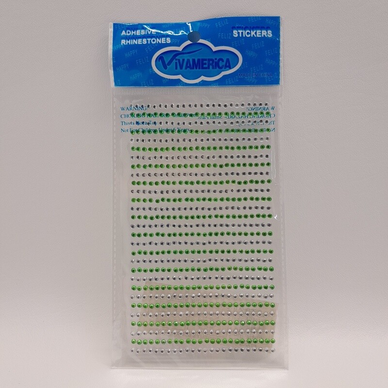 X-Small Adhesive Rhinestone Stickers Green/Clear