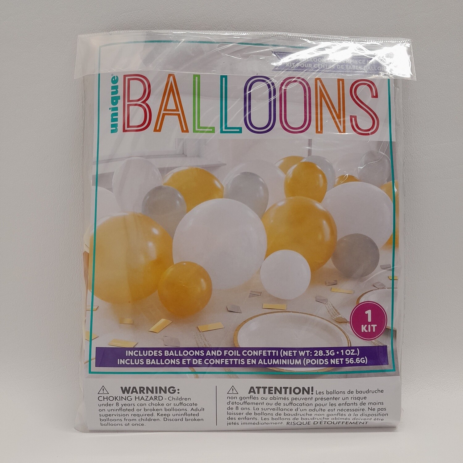 Balloon/Confetti Centerpiece/Garland Kit Silver/White/Gold