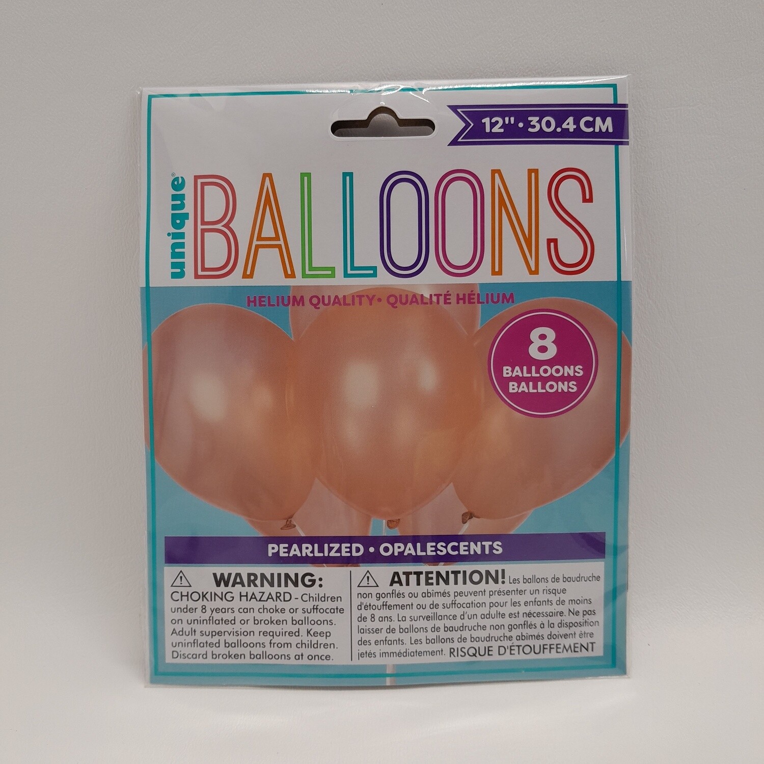8pc 12&quot; Pearlized Balloons Rose Gold