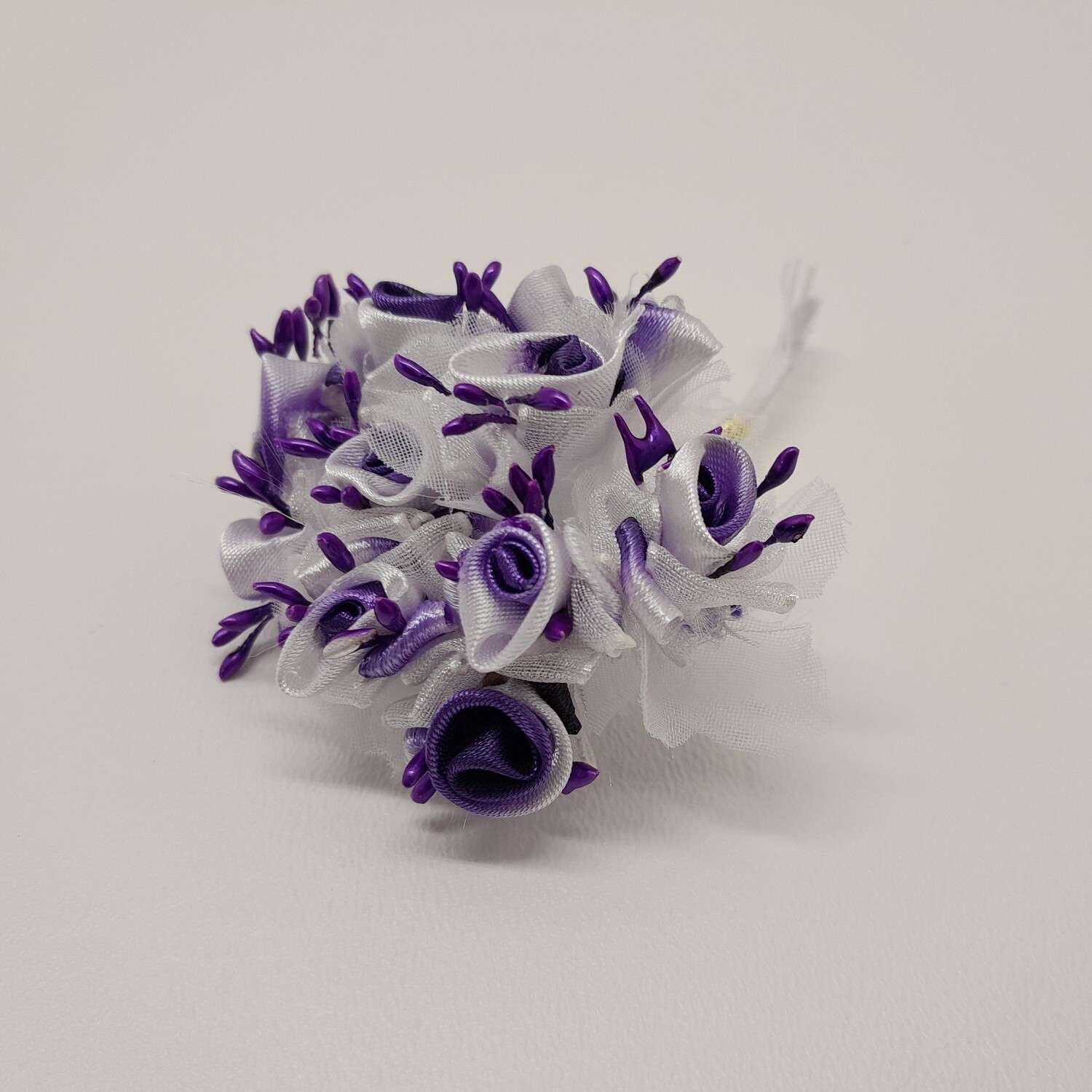 4&quot; Satin Flower Pick x10 w/3/4&quot; Head Purple