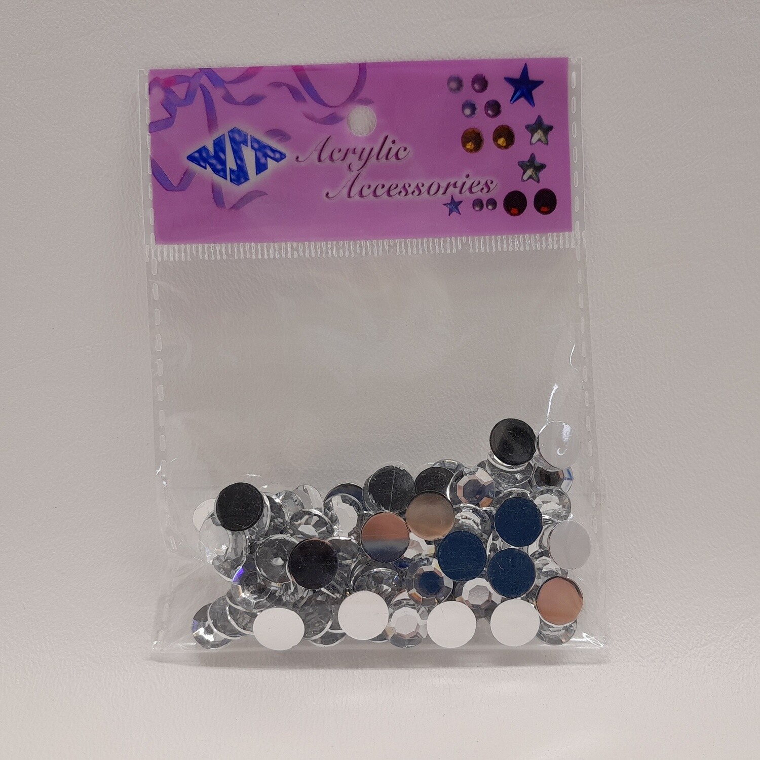 100pc 9mm Round Acrylic Rhinestones Silver