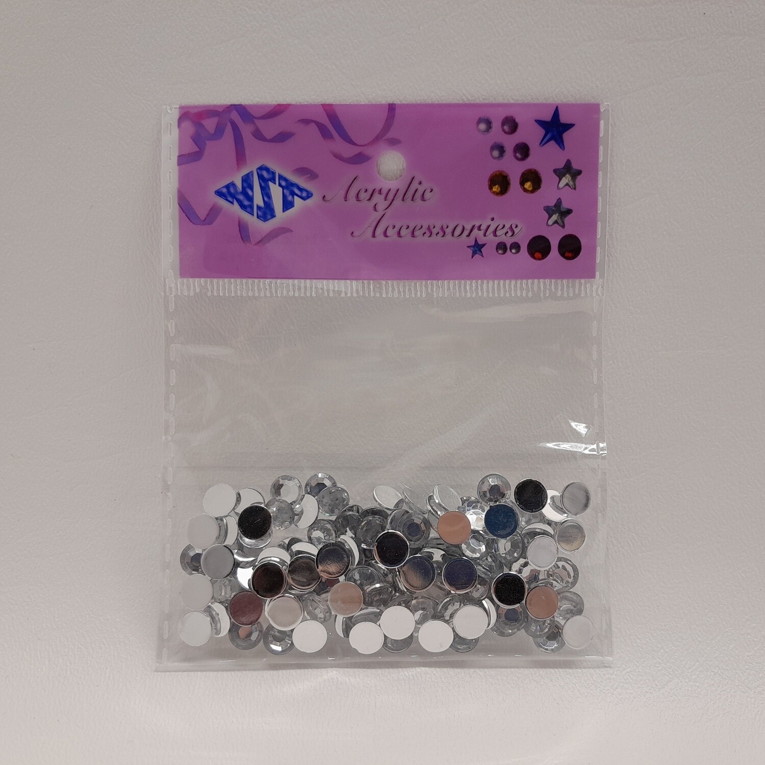 130pc 7mm Round Acrylic Rhinestones Silver
