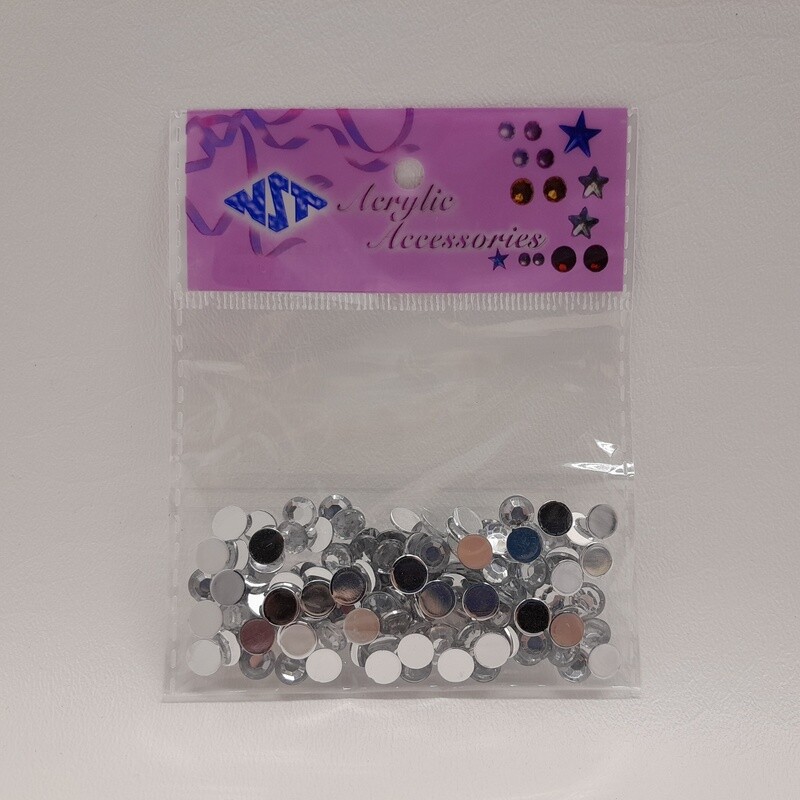 130pc 7mm Round Acrylic Rhinestones Silver