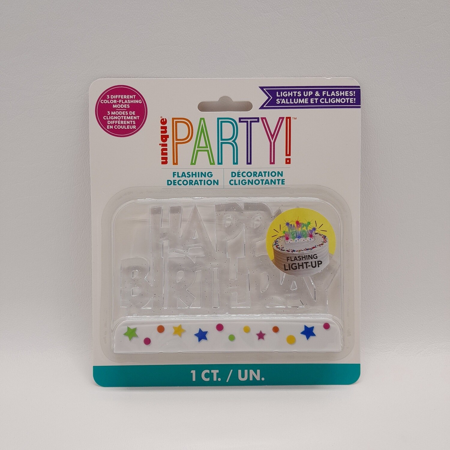 5&quot;x3&quot; Flashing Happy Birthday Cake Topper