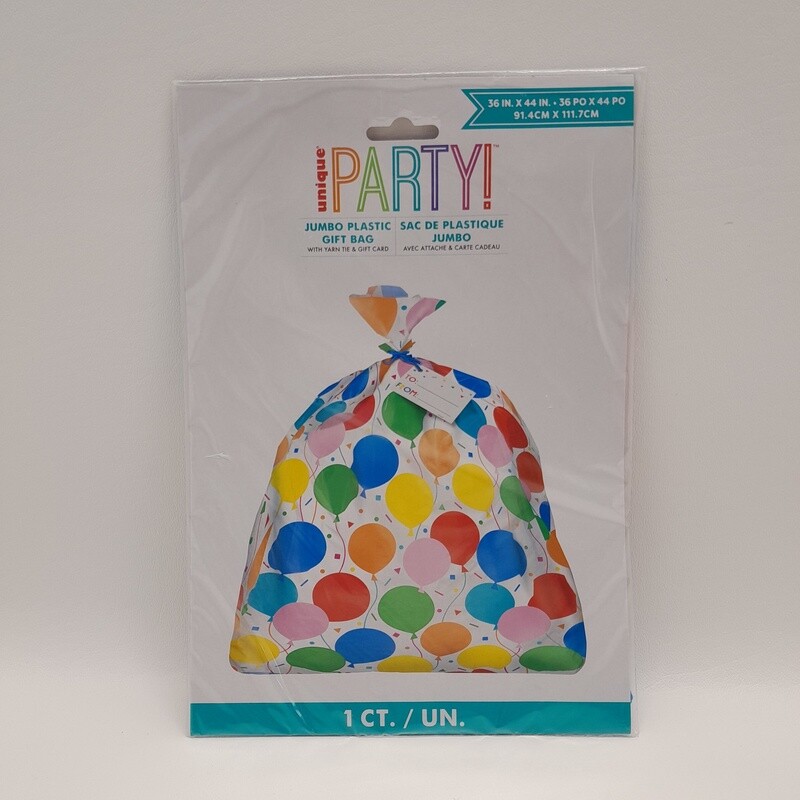 36&quot;x44&quot; Jumbo Balloon Gift Bag w/Yarn Tie/Gift Tag Multi