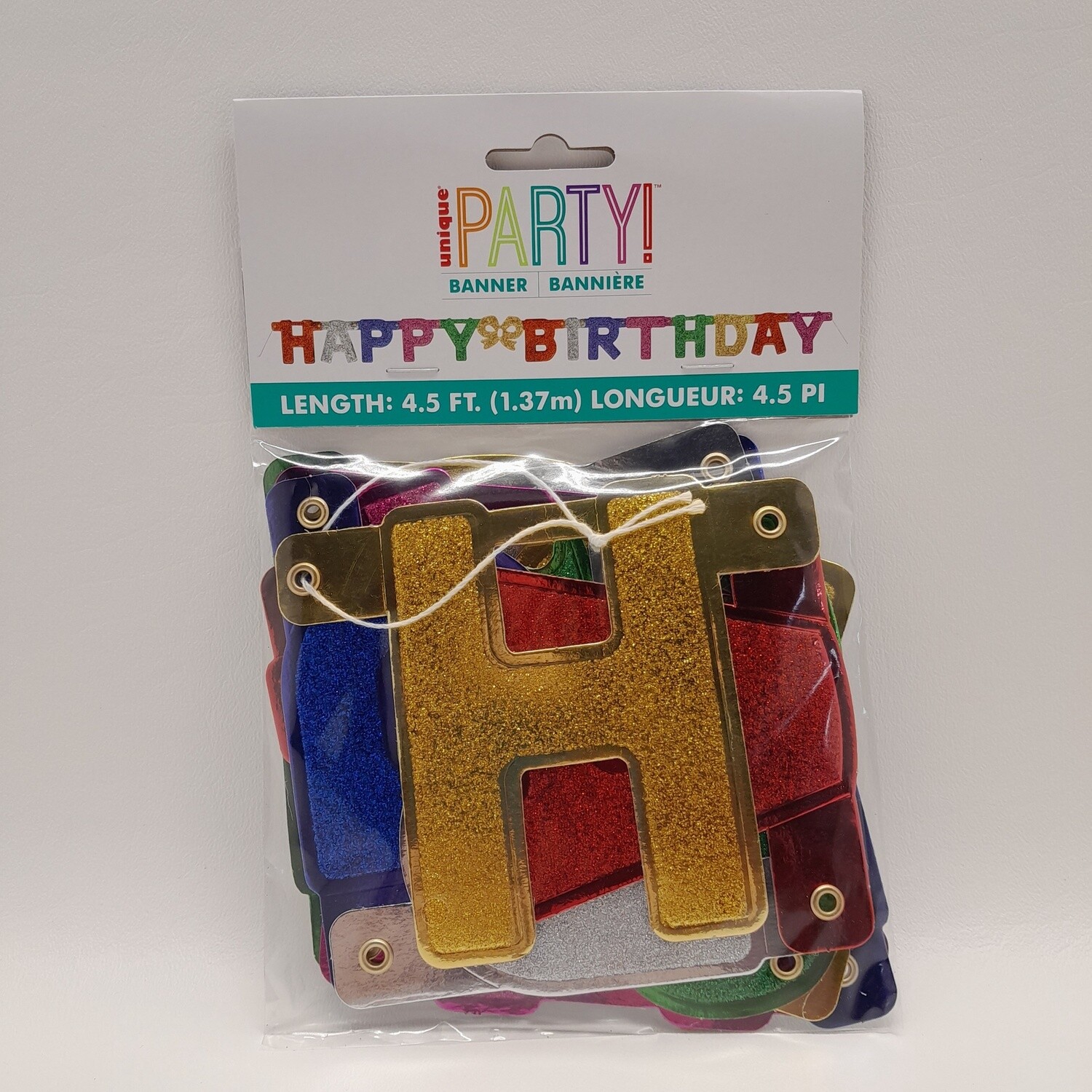 4.5&#39; Glitter Happy Birthday Banner Multi