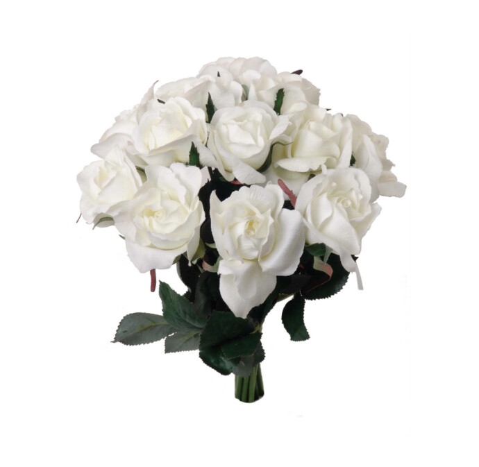 8.5&quot; Planters Rose Bouquet x12 w/2&quot; Heads White