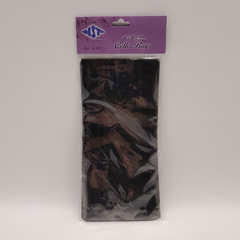48pc 4&quot;x9&quot;x2&quot; Cellophane Loot Bags Black