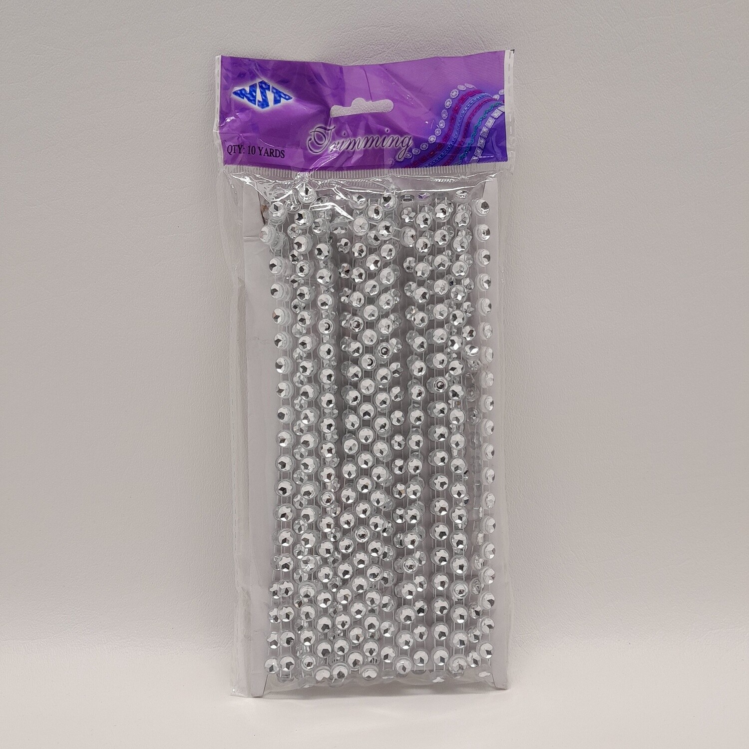 10yd 6mm Single Rhinestone Band Silver