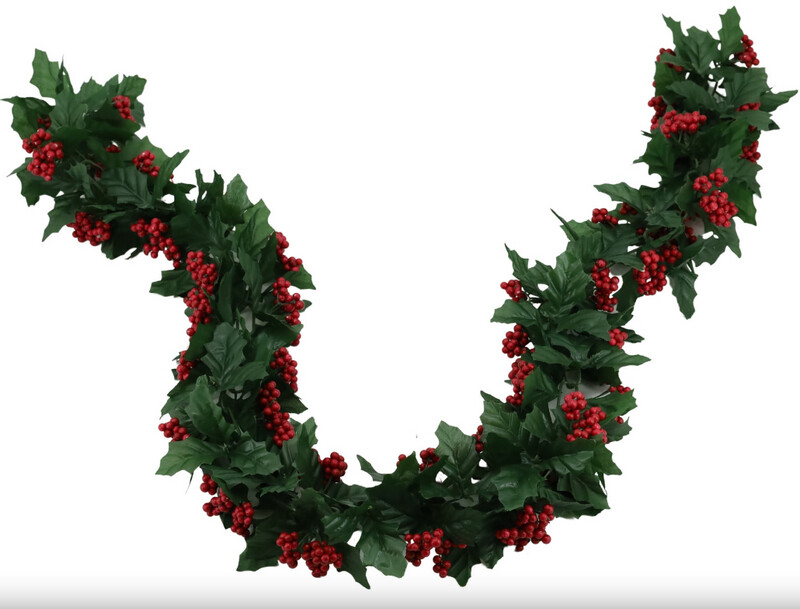5&#39; Holly/Berries Chain Garland