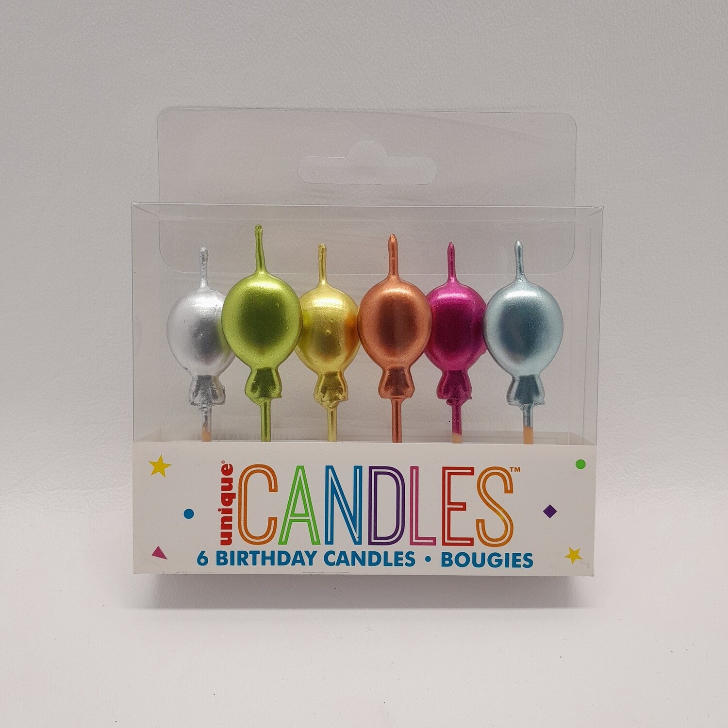 6pc Metallic Balloon Birthday Candles