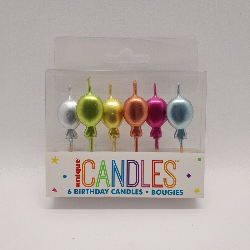 6pc Metallic Balloon Birthday Candles