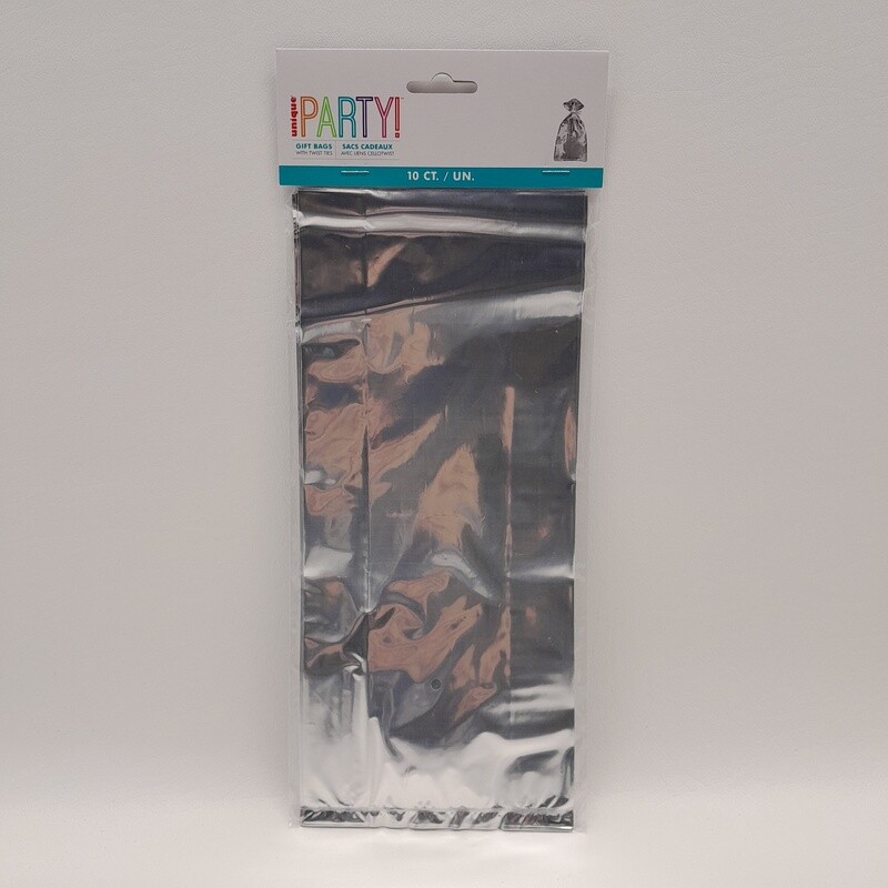 10pc Cellophane Bags Silver