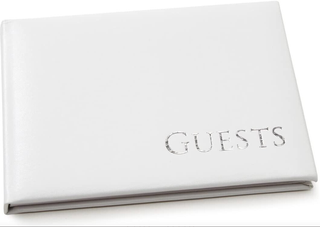 8.5&quot;x6&quot; Guest Book White/Silver