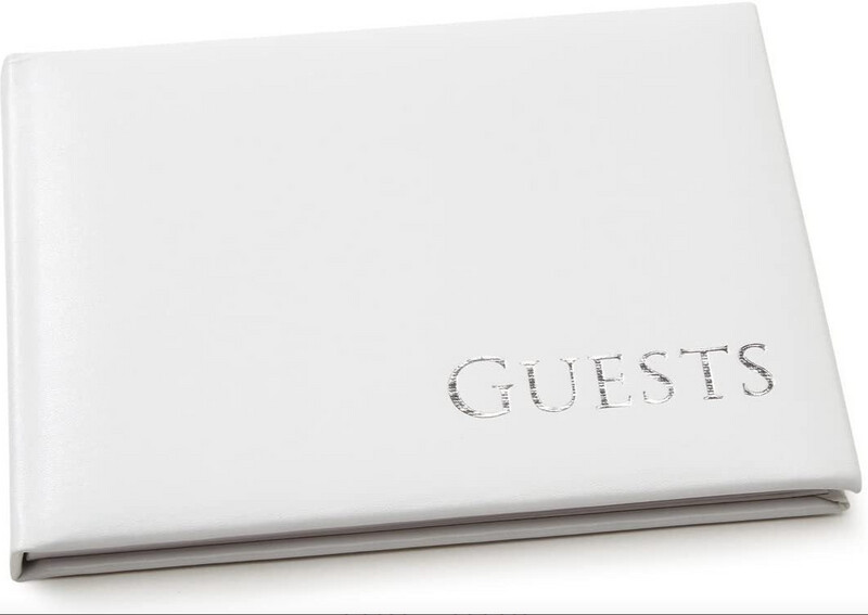 8.5&quot;x6&quot; Guest Book White/Silver