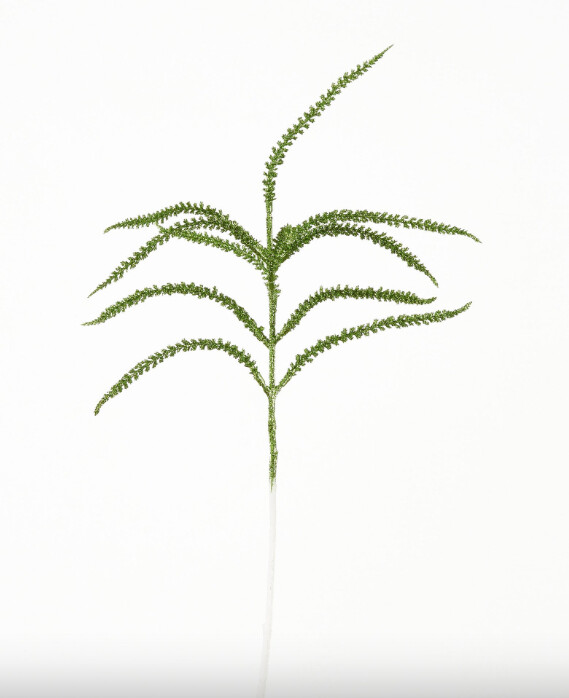 16" Glitter Grass Pick Green