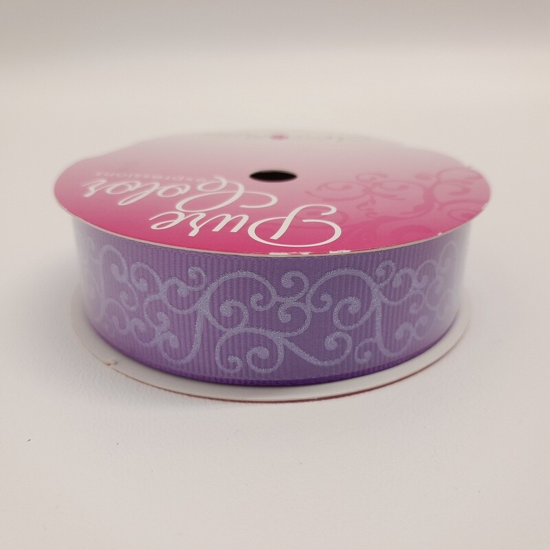 7/8&quot;x4yd Glitter Swirl Ribbon Grape