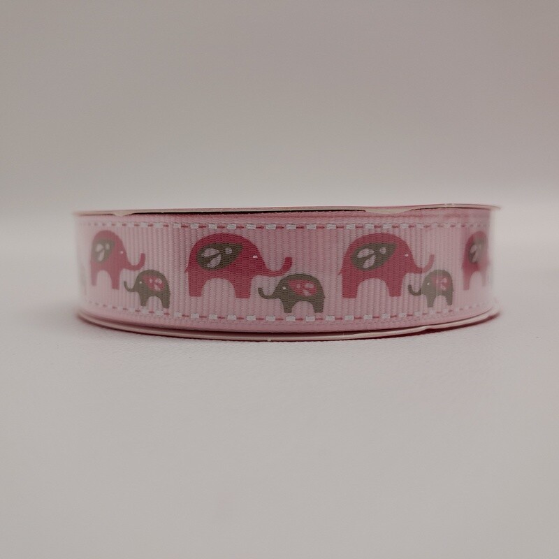5/8&quot;x3yd Little Elephants Pink