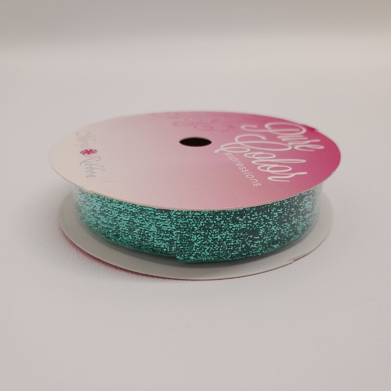 5/8&quot;x3yd Glitter Velvet Aqua