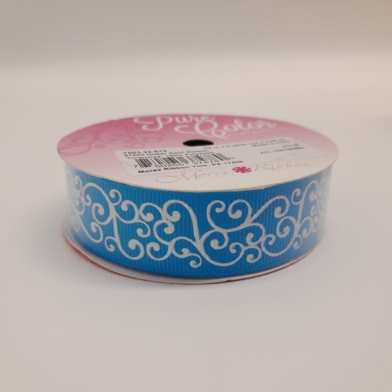 7/8&quot;x4yd Glitter Swirl Ribbon Turquoise