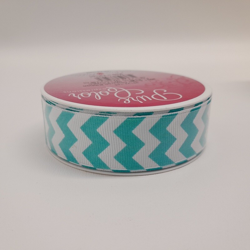 7/8&quot;x4yd Sugar Chevron Ribbon Pacific Blue