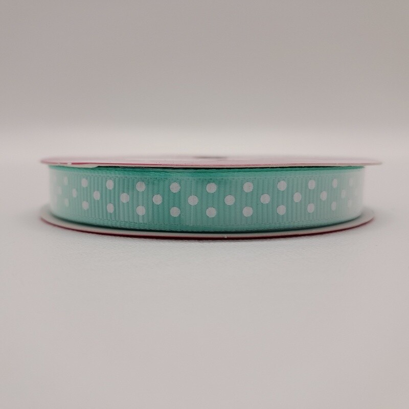 3/8"x5yd Grosgrain Swiss Dot Ribbon Aqua