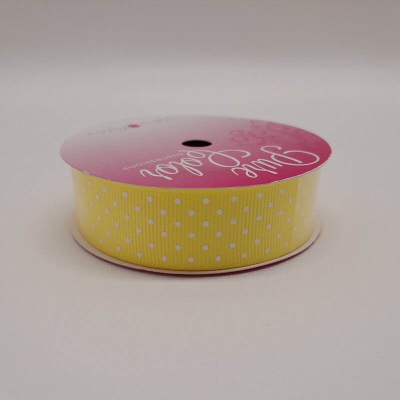 7/8"x5yd Grosgrain Swiss Dot Ribbon Yellow