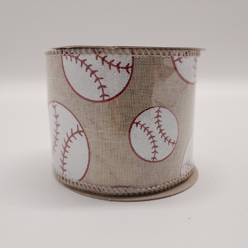 2.5"x3yd Glitter Baseball Ribbon