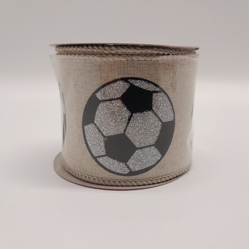 2.5"x3yd Glitter Soccer Ribbon