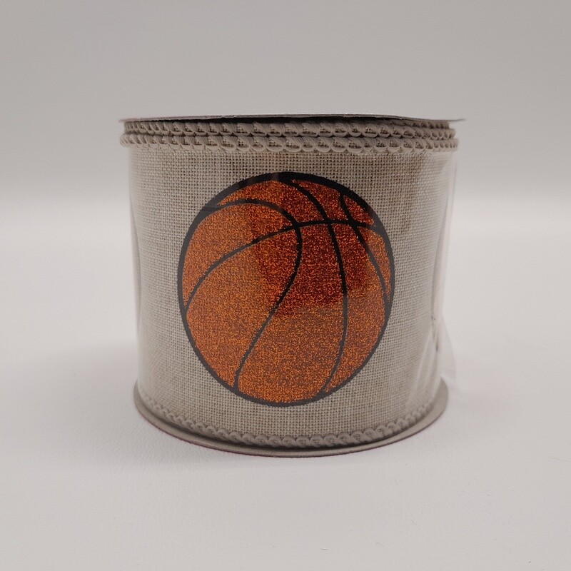 2.5"x3yd Glitter Basketball Ribbon