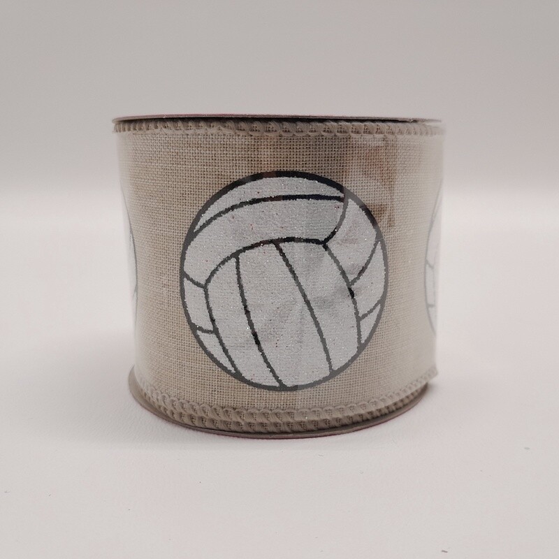 2.5"x3yd Glitter Volleyball Ribbon