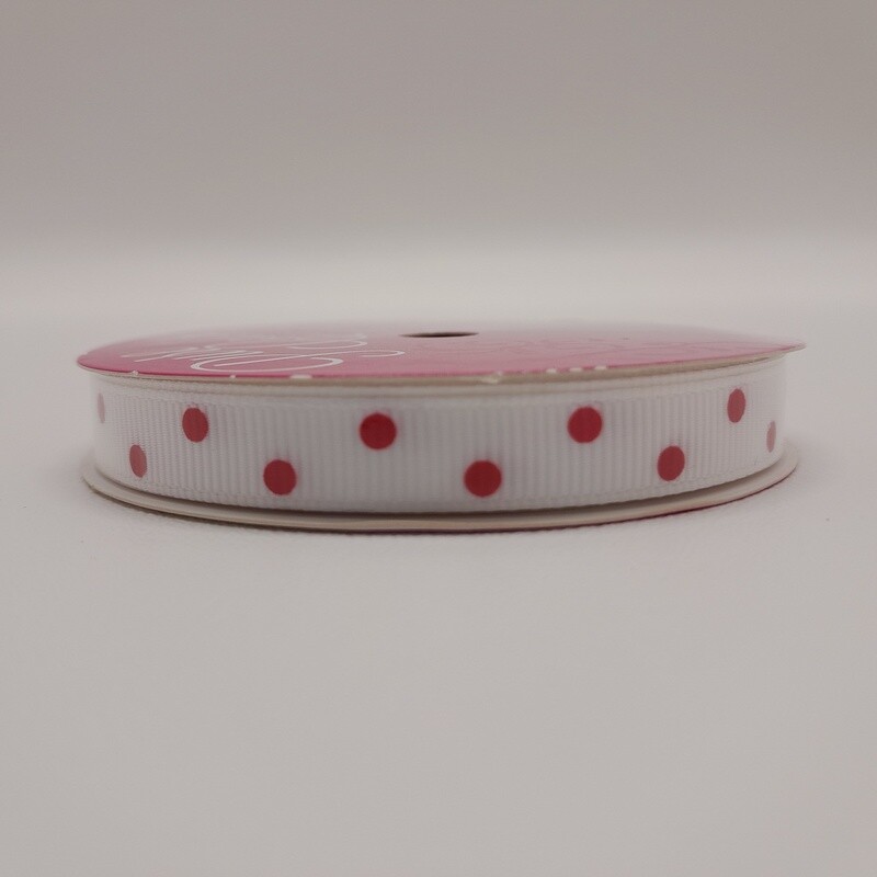 3/8&quot;x4yd Spaced Dots Ribbon White/Red