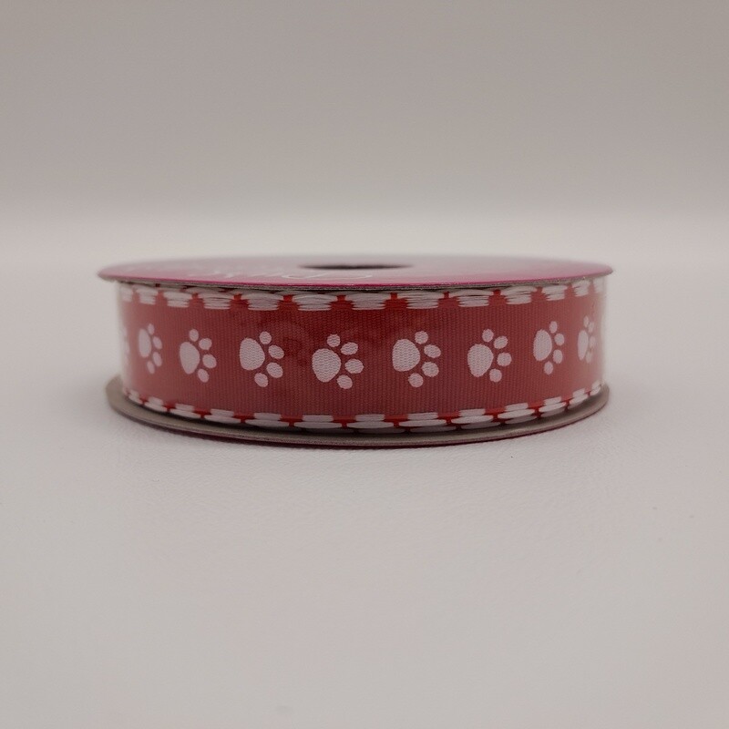 5/8&quot;x4yd Puppy Print Red