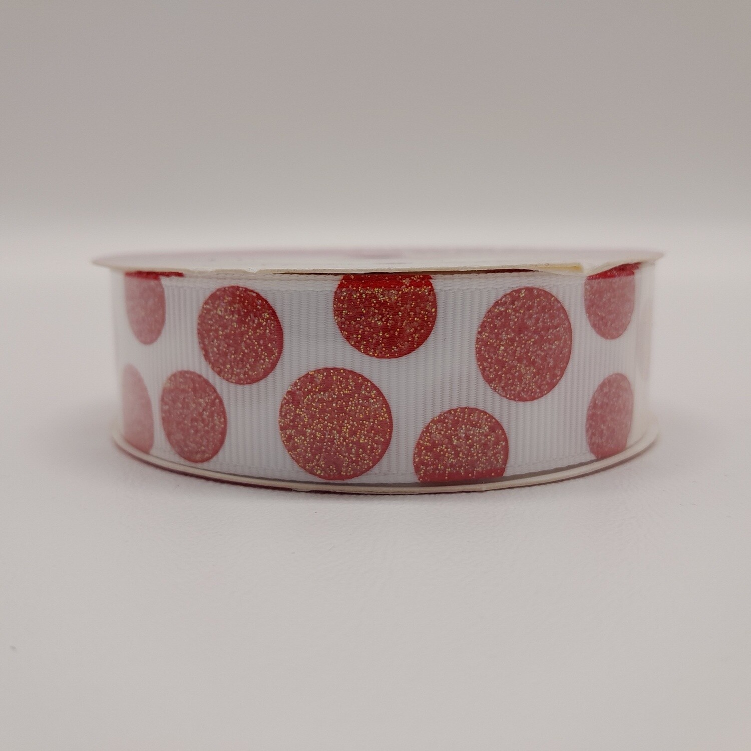 7/8"x4yd Sugar Dots Ribbon White/Red