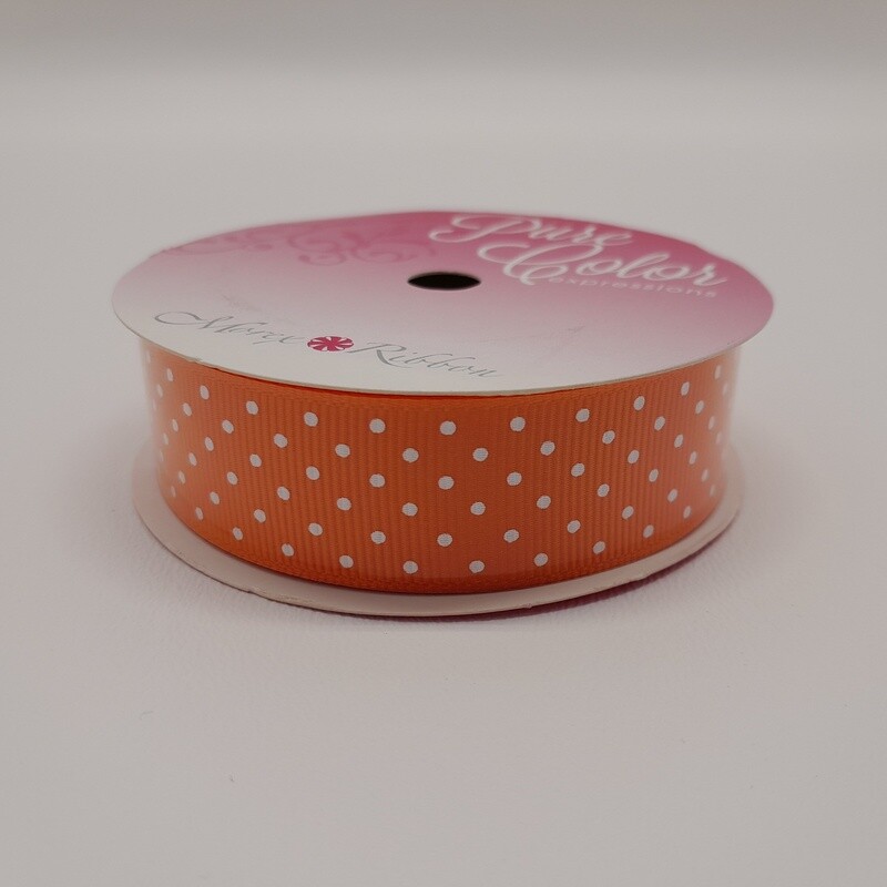 7/8"x5yd Grosgrain Swiss Dot Ribbon Pumpkin