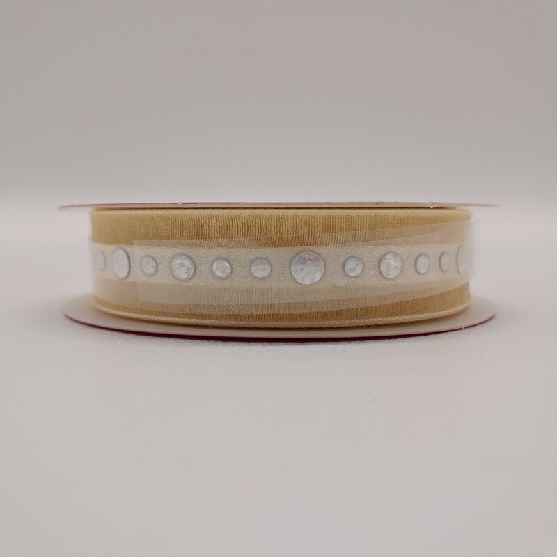 5/8&quot;x3yd Justina Rhinestone Ribbon Ivory