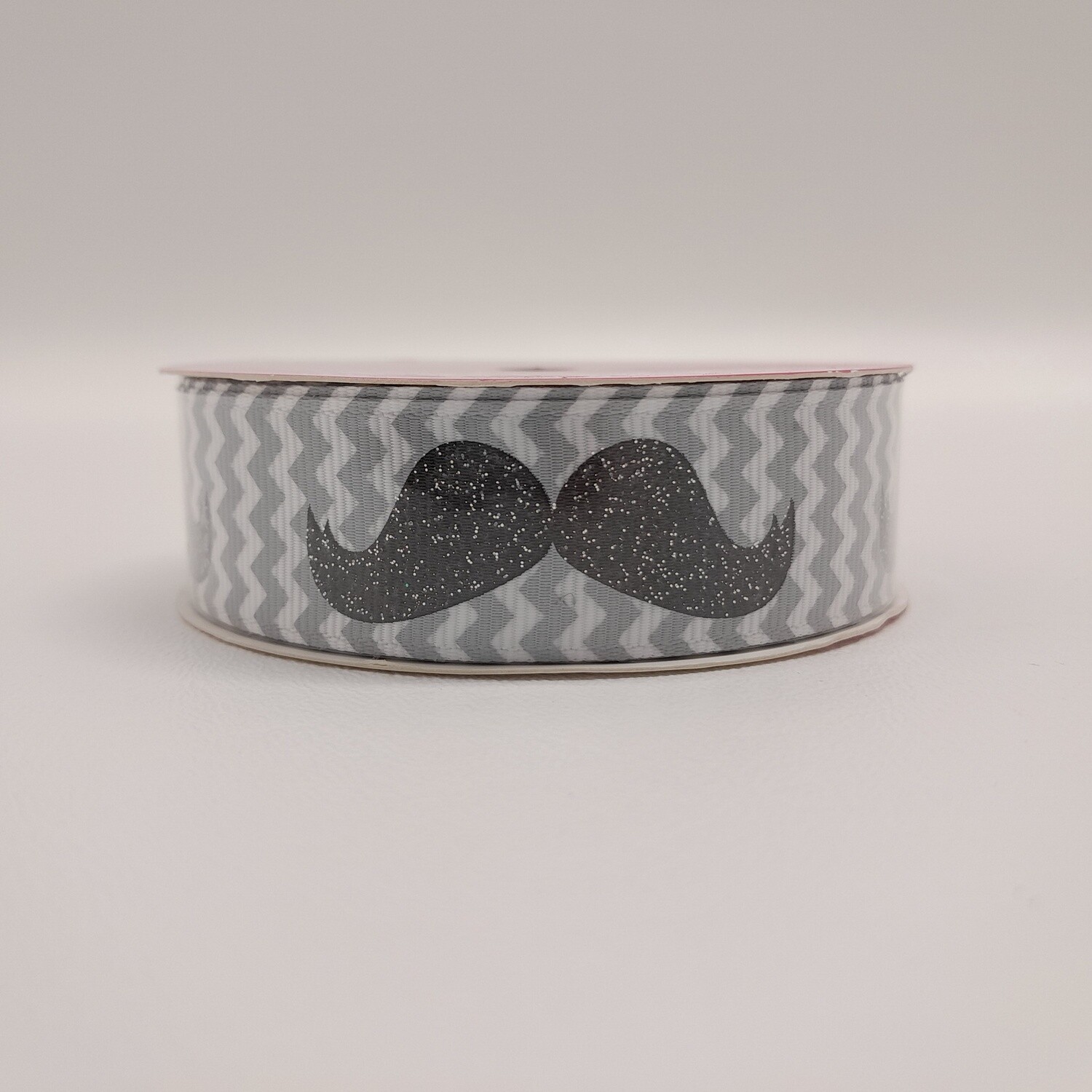 7/8&quot;x3yd Mustache Chevron Ribbon Silver/Black
